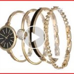 Anne Klein Women's AK 1470GBST Gold-Tone Watch and Bracelet Set