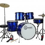 Drum Set Full Size Adult 5-piece Complete Metallic Blue with Cymbals Stands Stool Sticks