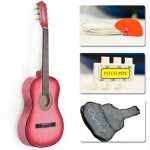 New Beginners Acoustic Guitar With Guitar Case, Strap, Tuner and Pick Pink