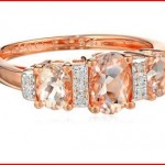 Rose Gold-Plated Sterling Silver, Morganite, and Diamond-Accented Ring, Size 7