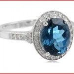 Sterling Silver Oval London Blue Topaz and Diamond-Accent Ring