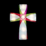 16 Lighted Holographic Religious Cross Easter Window Silhouette Decoration