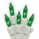 Vickerman 100 Lights Green White Wire End Connecting Lock Set with 4-Inch Spacing and 33-Feet Length, Poly Bag w