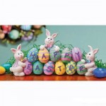 Bunnies with Easter Eggs Decorative Centerpiece