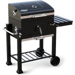 Kingsford 360-sq in Charcoal Grill, Foldable Side Shelf with Tool Hooks and Two Wheels, Black Paint Finish
