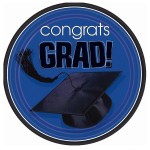 Congrats Grad Blue Graduation Dinner Plates