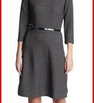 NY Collection Women's Knit Three Quarter-Sleeve A-Line Dress with Belted Waist