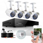 Funlux 8CH Surveillance Security Camera System QR Code Quick View 960H DVR with 4 Night Vision IR-Cut Built-in 700TVL Weatherproof High