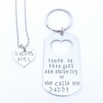 There is this Girl Daddy Daughter Keychain, Necklace Set  Father's Day Gift