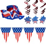 4th of July Patriotic Decorations Party Pack, Includes a 24 Feet Stars and Stripes Banner, Patriotic Streamers and Hanging Swirl Star Shaped Decorations!