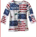 Collections Etc All American Patriotic Flag Scoop Neck Sequin Top
