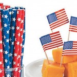 Flag Picks and Patriotic Paper Straws Set (144 Picks and 2 Dozen Straws)