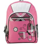 17 inch Pink Plaid Butterfly Student Backpack