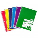 Mead Spiral Notebook 1-Subject, 70-Count, Wide Ruled, Assorted Colors, 4 Pack (72873)