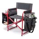 Picnic Time Fusion Folding Chair, Gray with Red Frame